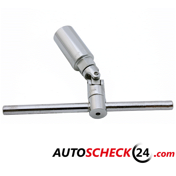 Zündkerzenschlüssel 16/18" ca. 21 mm 3/8" mit T- Griff und Kardagangelenk 3/8"
